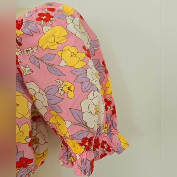 Vero Moda Floral Print Crop Top Pink Multicolor NWOT - Picture 4 of 7